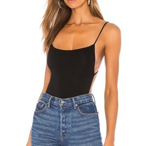 Indah solid string back bodysuit in black nwt sold out on revolve